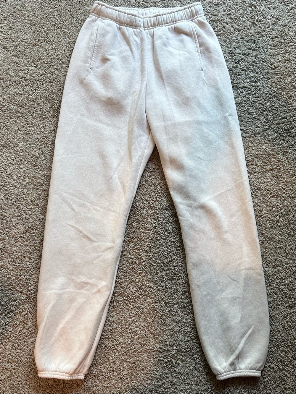 Women's White Fleece Jogger Pants - Cozy Everyday Sweatpants